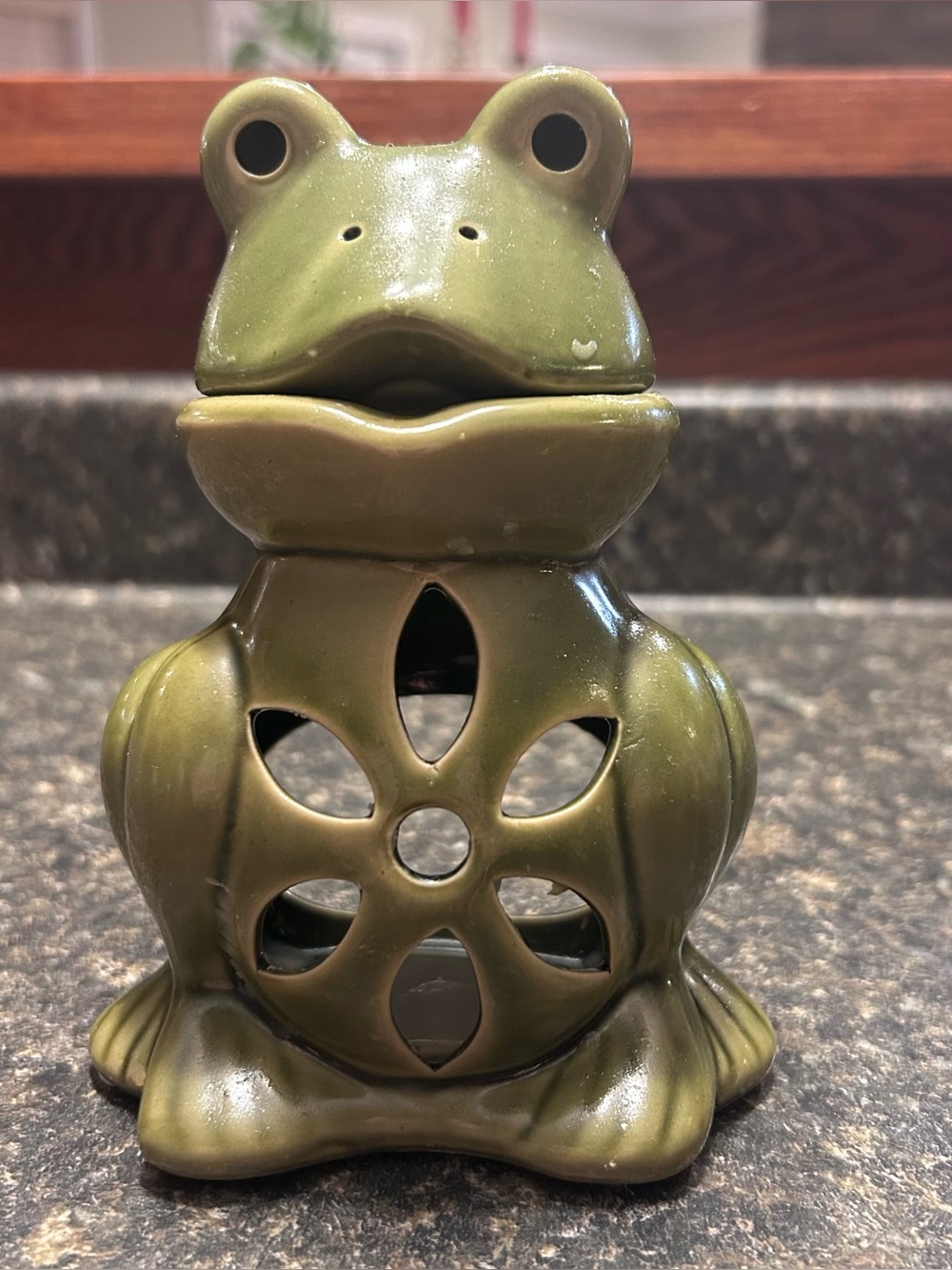 2 pc Ceramic Green Frog Burner Warmer Tea Light Candle For Wax Melts or Oil